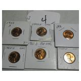 (6) 1950S UNCIRCULATED WHEAT BACK PENNIES