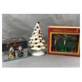 Christmas salt n pepper shakers, ornaments, and