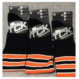 TCK black / white pin stripes on orange multi spor