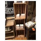 primitive wood crates retail display