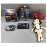 Cards, pocket arcade, plush, bike, pirate figure