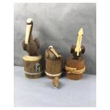 Collection of wood crafted pelicans