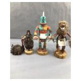 3 Native American kachina dolls