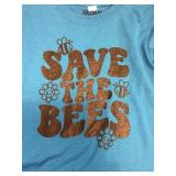 Youth X LG blue save the bees shirt