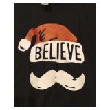 3 count SMALL Believe Santa mustache shirt