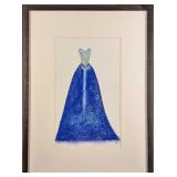 Original Acrylic On Canvas "Untitled" Blue Dress A