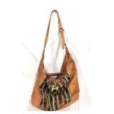 Large Handwoven Guatemalan Textile & Leather Tote/