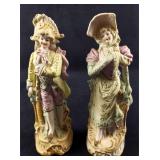 Vintage Bisque Porcelain Victorian Man And Lady A