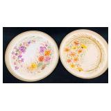 Two Hand Painted Flower Tin Dishes Signed SN