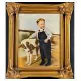 Framed Leon Loard Studio Painting Boy With Dog