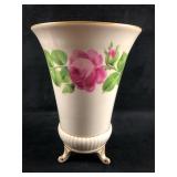 German Hand Painted Porcelain Urn Vase Pink Flower