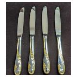 4 Retired Gorham Golden Swirl Dinner Knives A