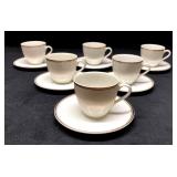 12pc Set Japanese Tea Cup & Saucer White Gold Rim