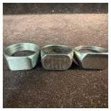 Three Silver Stainless Steel Metal Rings Blank Etc