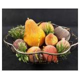 Silver Plated Basket With Decorative Fruit