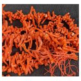 Red Dyed Bamboo Coral Branch Nature Strands