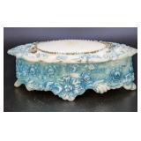 Antique Blue Milk Glass Hat Pin Box