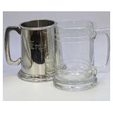 2 Vintage Glass And Pewter Tankards