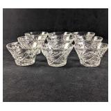 Nine Clear Glass Teacups Starburst Design Teacups