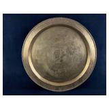 30" Antique Hong Kong "Happiness" Etched Brass Tra