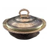 Vintage Silverplate Lidded Casserole Dish With Gla