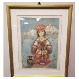 Edna Hibel Signed Framed Lithograph