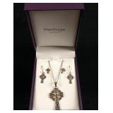 Heritage Sterling Silver Celtic Cross Jewelry Set