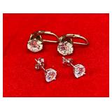 2 Pairs Sterling Silver CZ Earrings