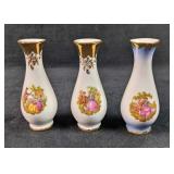 3 Kleiber 22K Gold Miniature Vases Germany Young C