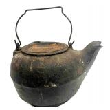 Vintage Cast Iron Tea Kettle With Lid & Handle