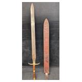 Damascus Steel Sword With Wood Handle