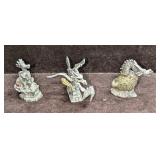 3 Rawcliffe Pewter Dragon Figurines