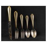 WATERFORD 5 Pc Setting Powerscourt Stainless Gold