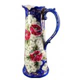 Antique Victorian Ewer Water Pitcher Cobalt Blue W