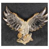 Gold Trim Glass Eagle With Fish