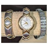 Alto Ladies Two Tone Watch & Bracelet & Stretch Br