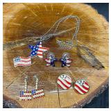 U.S.A Costume Jewelry Bundle Pin, Necklace & Earri