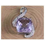 10K White Gold 8.38 ct Rose De France Amethyst Dia