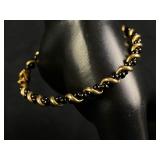 Vintage 14K Gold Onyx Micro Bead Twist Bracelet