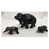 3 Vintage Miniature Lead Toy Elephants