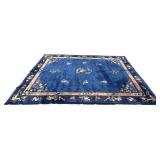 Large Navy Blue Chinese Art Deco Rug