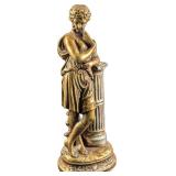 Vintage Greek Goddess Gold Painted Plaster Statue