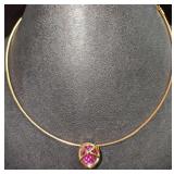 Joan Rivers Purple Gem Gold Tone Choker