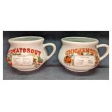 Vintage Tomato & Chicken Stoneware Soup Bowls