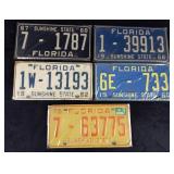 Five Vintage Florida License Plate 50 to 70 B