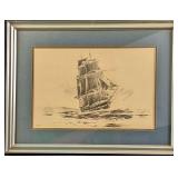 Vintage Framed Robert James Pailthorpe Ship Print