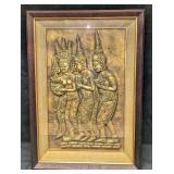 Vintage Framed Wood Cambodian Temple Wall Art