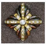 Joan Rivers Faux Tortoise Maltese Cross Brooch Pin