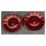 2 Vintage Retired Jamestown Ruby Glass Luncheon Pl