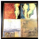 Large Abstract Print On Canvas 4 Panels Figures an